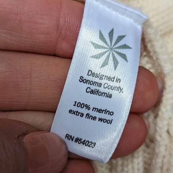 Athleta Ivory Wool Cable Fisherman's Sweater with Hood XXS Cold Spell - Picture 7 of 11